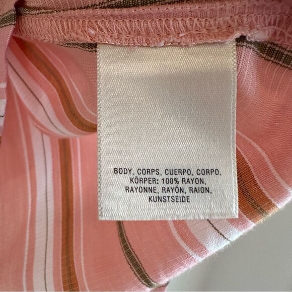 Anthropologie Maeve Brenda Pink and White Striped Boho Ballon Sleeve Blouse - Picture 8 of 9